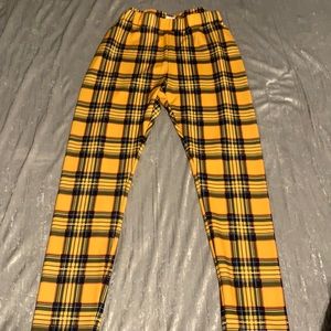 Yellow plaid leggings